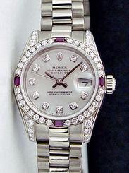 Rolex Lady President White Gold Mother of Pearl Diamond Ruby 179159 -WATCH CHEST