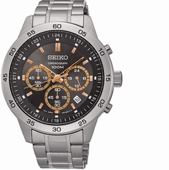 Seiko Chronograph SKS521 Black Dial Stainless Steel Band Men's Watch