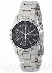 NEW SEIKO SND367PC Chronograph Stainless Steel Black Watch MEN Free/S from JAPAN