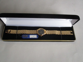 Seiko Women's Gold Tone Black Dial Watch SFW840P NEW