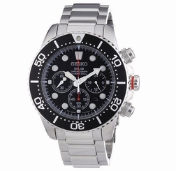 Seiko Solar SSC015P1 Chronograph Black Dial Stainless Steel Analog Men's Watch 4954628146328