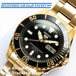 SEIKO 5 SPORTS SNZF22 SNZF22J Automatic Gold Black Men's Watch Made in Japan 4954628104304