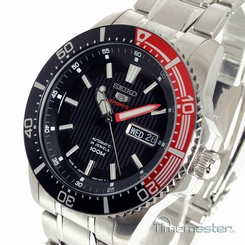 SEIKO 5 SPORTS AUTOMATIC BLACK FACE STAINLESS STEEL DIVERS STYLE SRP557J1