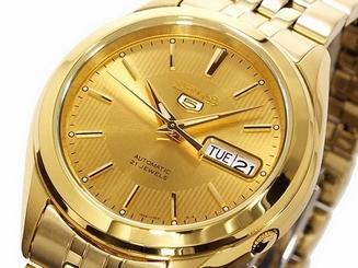 Seiko 5 Men's SNKL28K1 Stainless Steel Automatic Gold Tone Day Date Watch