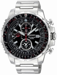 Seiko Men's SNAD05 Flight Computer Stainless Steel Watch Quartz GMT 4954628117731