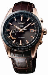 New Seiko Astron Solar GPS Rose Tone Crocodile Strap Men's Watch SSE096
