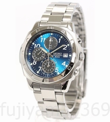 NEW SEIKO SND193P Chronograph Stainless Steel Blue Men's Watch Free/S from JAPAN