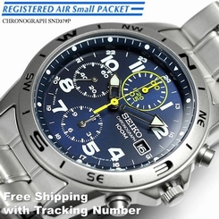 SEIKO SND379 SND379P Chronograph Stainless Steel Blue 100m New Men's Watch Japan