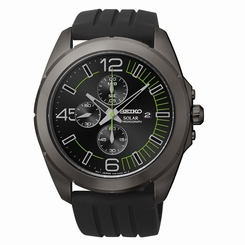 Seiko Men's SSC205 Black Solar Chronograph Watch