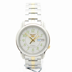 Seiko 5 SNKL95K1 White Dial Two Tone Gold Stainless Steel Automatic Men's Watch
