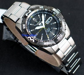 SEIKO MEN AUTOMATIC BLACK BEZEL SNZJ07 STEEL WATCH SNZJ07K1