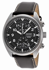 Seiko Men's Stainless Steel Chronograph Quartz Black Dial Strap SNN231P2 4954628126474