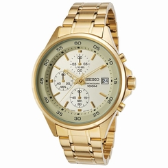 Seiko SKS482P1 Mens Gold Dial Watch with Stainless Steel Strap