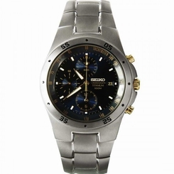 Seiko SND449P1 Men's Two Tone Titanium Chronograph Blue Dial 4954628006257