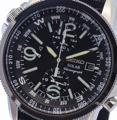 NEW MEN'S SOLAR POWERED SEIKO 100M ALARM CHRONOGRAPH WATCH SSC135P1 4954628160492
