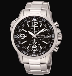 NEW MEN'S SEIKO SOLAR ALARM CHRONOGRAPH SPORTS WATCH SSC075P1