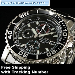 SEIKO SNA225 SNA225P Chronograph Stainless Steel Black 100m Men's Watch Japan 722630845843