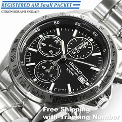 Fake AAA  SEIKO SND367 SND367P Chronograph Tachymeter Black 100m New Men's Watch Japan F/S Watch