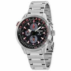 NEW MEN'S 100M SEIKO PROSPEX SOLAR FLIGHTMASTER CHRONOGRAPH WATCH SSC349P1