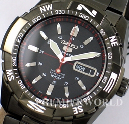 SEIKO MEN SPORTS AUTOMATIC 100M BLACK METAL STEEL WATCH SNZJ11 SNZJ11K1