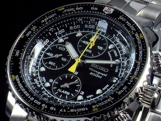 NEW MEN'S SEIKO FLIGHTMASTER 200M ALARM CHRONOGRAPH ANALOG WATCH SNA411P1 638827440039