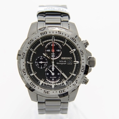 Seiko Solar SSC301P1 Chronograph Black Stainless Steel Analog Men's Sport Watch
