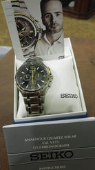 New Seiko SSC449 Recraft Solar Chronograph Stainless Steel Men's Watch SOLAR!