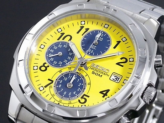 100% Authentic! SEIKO SND409P1 Chronograph Yellow Dial New Men's Watch Japan