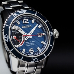 NEW MEN'S BLUE DIAL SEIKO SPORTURA KINETIC DIRECT DRIVE SAPPHIRE WATCH SRG017P1