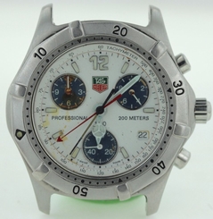 TAG HEUER MENS CK1111 PROFESSIONAL WHITE DIAL CHRONOGRAPH PARTS OR REPAIRS AS-IS