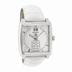 Tag Heuer Monaco Ladies Diamond White Leather Swiss Quartz Watch WAW1318.FC6247