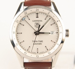 Tag Heuer Men's Stainless Steel Carrera Twin Time Automatic Watch w/ Box & Paper