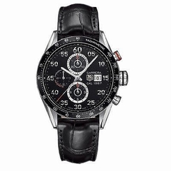 Tag Heuer Carrera 1887 Automatic Chrono Black Leather Men's Watch CAR2A10.FC6235 7612533104389