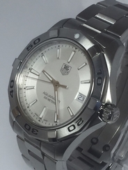 Tag Heuer Aquaracer Swiss Watch Men's Silver Tone WAP1111 SS 300M (D235)