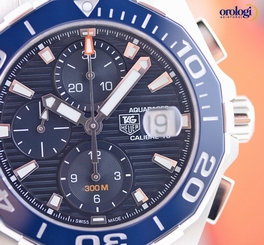 TAG Heuer Men's Aquaracer 300M Ceramic Chrono 43mm Diver Steel Watch Blue Face