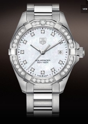 TAG HEUER AQUARACER WAF1416 DIAMOND PEARL LADIES LUXURY WATCH