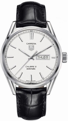 New Tag Heuer Carrera 5 Day-Date Steel Black Leather Men's Watch WAR201B.FC6266