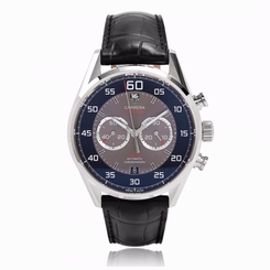 TAG HEUER Carrera Black and Grey Dial Chronograph Leather Men's Watch CAR2B10
