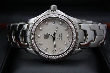 NEW TAG HEUER LINK WJ1117.BA0575 MOP DIAMOND DIAL AND BEZEL SS QUARTZ WATCH