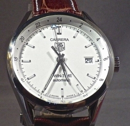 TAG HEUER CARRERA WV2116 DUAL TIME AUTOMATIC BROWN LEATHER MENS