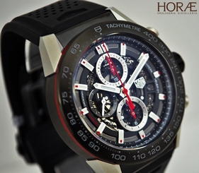 Tag Heuer Men's Carrera HEUER 01 CHRONO 45mm steel black titanium skeleton NEW