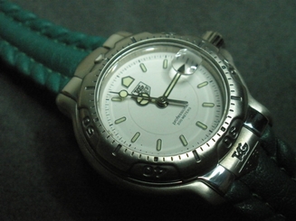 TAG Heuer WH1311 Ladies White Dial Stainless Steel Green Leather Quartz Watch