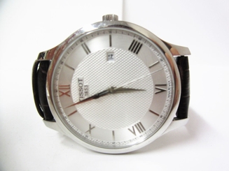 Tissot Mens "Tradition" Silver Dial Brown Leather Watch - T0636101603800