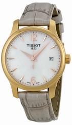 Tissot T0632103711700 T Classic Tradition White Pearl Women's Gray Leather Watch