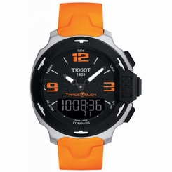 Tissot Men's T-Race Touch Orange Rubber Band with Black Dial Watch T081.420.