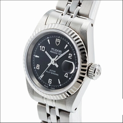 Pre-Owned Tudor Princess Date SS/White Gold Black Women's Auto Watch 92414, MR