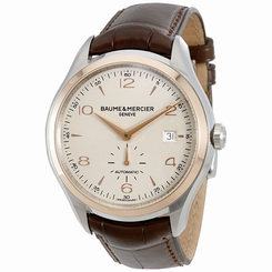 Baume et Mercier Clifton Automatic Silver Dial Brown Leather Mens Watch MOA10139