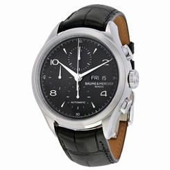 Baume et Mercier Chronograph Black Dial Black Leather Mens Watch MOA10211