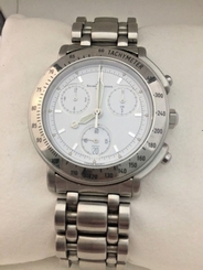 Baume & Mercier VINTAGE Formula S Stainless/White Chronograph Watch RARE - Z03