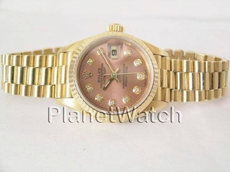 ROLEX LADIES DATEJUST WATCH 18CT YELLOW GOLD PRESIDENT W/ DIAMONDS ROLEX OYSTER
